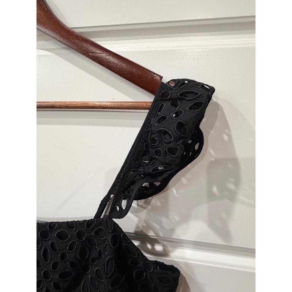 J. Crew Kasana Black Embroidered Eyelet Ruffle Strap Jumpsuit Size 8 Coastal - Picture 4 of 11